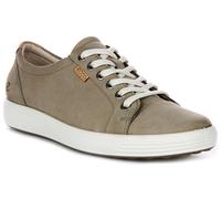 Ecco Soft On Train Contrast Long Lace Leather Womens Trainer En Taupe UK 3-9