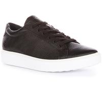 ECCO Suave 60 Cuero Casual Cordones Perfil Bajo Zapatillas Negras Mujer Ru 3-8