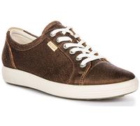 ECCO Suave Cuero Elegante Cordones Adulto Mujer Zapatillas En Marino Talla UK 3