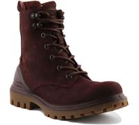 ECCO Tredtray Mujer Cordones Cuero Caminante Botas En Burdeos Talla UK 3-8