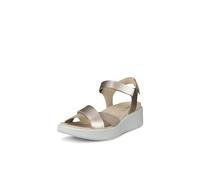 ECCO Women's Flowt Wedge Luxury Crossband Sandal, Pure White Gold, 5-5.5