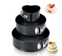 ECCOGREAT 3 Pcs Bandeja antiadherente para tarta de queso 10cm+18cm+23cm, Bandeja redonda para tartas a prueba de fugas con fondo extraíble, moldes para tartas de cumpleaños de liberación rápida
