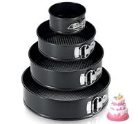 ECCOGREAT 4 Pcs Bandeja antiadherente para tarta de queso 10cm+18cm+23cm+26cm, Bandeja redonda para tartas a prueba de fugas con fondo extraíble, moldes para tartas de cumpleaños de liberación rápida