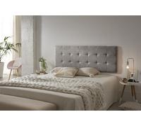 ECCOX - Cabecero de Cama Capitone a Cuadros de Tela Antimanchas Aquaclean- Cabezal Tapizado con Acolchado de Espuma y Refuerzo Trasero - Color Gris - 152 cm para Camas de 150 cm