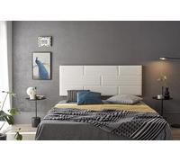 ECCOX - Cabecero de Cama Efecto Ladrillo en Polipiel - Cabezal Tapizado en Polipiel con Acolchado de Espuma y Refuerzo Trasero - Color Blanco - 152 cm para Camas de 150 cm