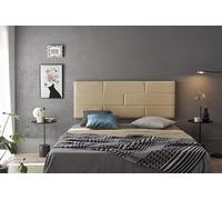 ECCOX - Cabecero de Cama Efecto Ladrillo en Polipiel - Cabezal Tapizado en Polipiel con Acolchado de Espuma y Refuerzo Trasero - Color Camel Claro - 152 cm para Camas de 150 cm