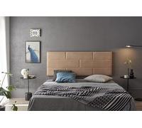 ECCOX - Cabecero de Cama Muro Ladrillos de Tela Antimanchas Aquaclean - Cabezal Tapizado con Acolchado de Espuma y Refuerzo Trasero - Color Camel Claro - 152 cm para Camas de 150 cm