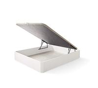 ECCOX - Canapé Diana Abatible de Gran Capacidad de Almacenaje con Esquinas Redondeadas en Madera - Altura 27cm de Almacenaje - Base Tapizada 3D - Montaje Incluido - Color Blanco (150x190)