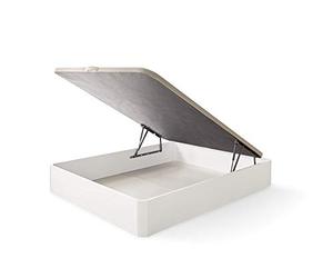 ECCOX - Canapé Diana Abatible de Gran Capacidad de Almacenaje con Esquinas Redondeadas en Madera - Altura 27cm de Almacenaje - Base Tapizada 3D - Montaje Incluido - Color Blanco (150x190)