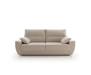 ECCOX - Sofá Cama Italiano Mónaco de 3 Plazas Gran Confort - Sistema de Apertura Italiana con Colchón Viscoelástico Incluido - Tapizado en Tela Antimanchas AquaCare - Color Beige