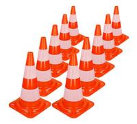 ECD Germany 10x Cono de Tráfico Obra Pieza de Señalización Emergencia Color Naranja y Blanco 47 cm de Altura en PVC Fuerte y Robusto Pilón de Seguridad con Rayas Reflectantes Flexible y Transportable