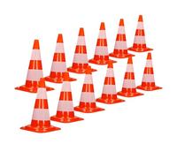 ECD Germany 12x Cono de Tráfico Obra Pieza de Señalización Emergencia Color Naranja y Blanco 47 cm de Altura en PVC Fuerte y Robusto Pilón de Seguridad con Rayas Reflectantes Flexible y Transportable