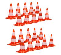 ECD Germany 20x Cono de Tráfico Obra Pieza de Señalización Emergencia Color Naranja y Blanco 47 cm de Altura en PVC Fuerte y Robusto Pilón de Seguridad con Rayas Reflectantes Flexible y Transportable