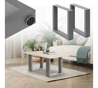 ECD Germany 2X Conjunto de Patas de Mesa/Banco 30x43 cm Perfiles Cuadrados de Acero con Recubrimiento en Polvo Gris Base de Muebles Soportes para Mesas de Café de Comedor o Escritorio Auxiliar