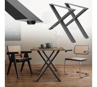 ECD Germany 2X Conjunto de Patas de Mesa Industriales Antracita Pies de Escritorio Banqueta Modernos Estables 60 x 72 cm Marco Protección Soportes Perfiles X Acero Suelo para Cocina Oficina Comedor