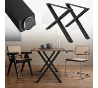 ECD Germany 2X Conjunto de Patas de Mesa Industriales Negras Pies de Escritorio Banqueta Modernos en Forma X 60 x 72 cm Armazón con Protección Perfiles de Acero Suelo para Cocina Oficina Comedor