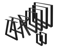 ECD Germany 2X Conjunto de Patas de Mesa Industriales Negro Pies de Escritorio Banqueta Modernos Estables 90 x 72 cm Marco Protección Soportes Perfiles de Acero Suelo para Cocina Despacho Comedor