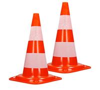 ECD Germany 2X Cono de Tráfico Obra Pieza de Señalización Emergencia Color Naranja y Blanco 47 cm de Altura en PVC Fuerte y Robusto Pilón de Seguridad con Rayas Reflectantes Flexible y Transportable