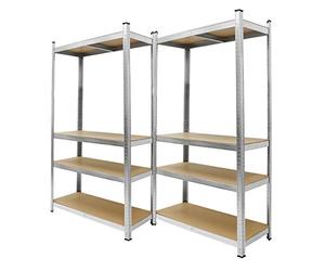 ECD Germany 2x Estanterías De Taller Galvanizadas 160x80x40 cm Estante Industrial Trabajos Pesados Garaje Almacenamiento 4 Baldas Capacidad Carga 320 Kg Banco Metálico Sin Tornillos Altura Ajustable