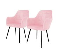 ECD Germany 2X Juego Sillones de Comedor - Rosa - Asiento Terciopelo - Patas con Refuerzo de Acero - Estilo Vintage - Asientos Modernos de Oficina Sala de Estar - Silla con Reposabrazos