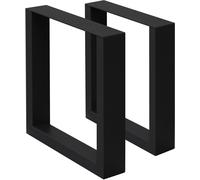 ECD Germany 2x patas de mesa industrial 40 x 43 cm acero negro perfiles cuadradros