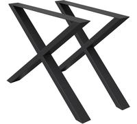 ECD Germany 2x patas de mesa industrial 60 x 72 cm acero negro diseño cruzado en x