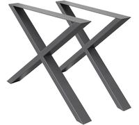 ECD Germany 2x Patas de mesa industrial 60x72cm acero antracita diseño cruzado X
