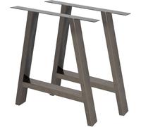 ECD Germany 2x patas de mesa industrial 69,5x72,5cm acero gris oscuro diseño en a
