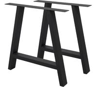 ECD Germany 2X Conjunto de Patas de Mesa Industriales Negras Pies de Escritorio Banqueta Modernos en Forma A 70 x 72 cm Armazón con Protección Perfiles de Acero Suelo para Cocina Oficina Comedor