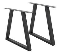 ECD Germany 2x Set de Patas de Mesa Industriales Antracita Pies de Escritorio Banqueta Modernos Estables 60 x 72 cm Trapezoideal Protección Soportes Perfiles de Acero Suelo para Cocina Oficina Comedor