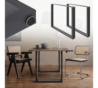 ECD Germany 2X Set de Patas de Mesa Industriales Antracita Pies de Escritorio Banqueta Modernos Estables 70 x 72 cm Marco Protección Soportes Perfiles de Acero Suelo para Cocina Oficina Comedor
