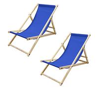 ECD Germany 2X Silla de Playa Madera de Pino 3 Posiciones de Reclinación Plegable Tumbona Tradicional para Jardín o Balcón Azul Oscuro Impermeable hasta 120kg Tejido Oxford Hamaca de Terraza Piscina