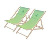 ECD Germany 2X Sillas de Playa de Madera con Diseño Beach Club Verde Tumbona Plegable con Respaldo Ajustable en 3 Posiciones de Reclinación Asiento de Relax para Jardín o Piscina, hasta 120 kg