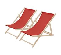 ECD Germany 2X Sillas de Playa de Madera, Rojo, Tumbona Plegable con Respaldo Ajustable en 3 Posiciones de Reclinación Asiento de Relax para Jardín, Piscina, Terraza o Balcón, Carga hasta 120 kg