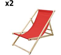 ECD Germany 2x sillas de playa rojo madera de pino tejido oxford carga hasta 120kg