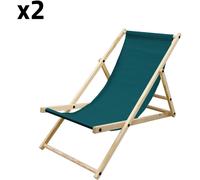 ECD Germany 2x sillas de playa verde oscuro madera pino tejido oxford carga 120kg