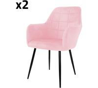 ECD Germany 2x sillón mueble de comedor oficina rosa asientos sofá retro