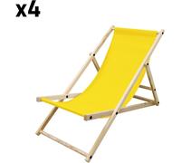ECD Germany 4x silla de playa amarilla madera pino tejido oxford carga hasta 120kg