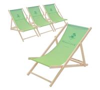 ECD Germany 4X Sillas de Playa de Madera con Diseño Beach Club Verde Tumbona Plegable con Respaldo Ajustable en 3 Posiciones de Reclinación Asiento de Relax para Jardín o Piscina, hasta 120 kg