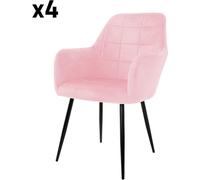 ECD Germany 4x sillón mueble de comedor rosa asientos