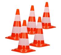 ECD Germany 5X Cono de Tráfico Obra Pieza de Señalización Emergencia Color Naranja y Blanco 47 cm de Altura en PVC Fuerte y Robusto Pilón de Seguridad con Rayas Reflectantes Flexible y Transportable