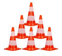 ECD Germany 6X Cono de Tráfico Obra Pieza de Señalización Emergencia Color Naranja y Blanco 47 cm de Altura en PVC Fuerte y Robusto Pilón de Seguridad con Rayas Reflectantes Flexible y Transportable