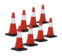 ECD Germany 8X Cono de Tráfico Obra Pieza de Señalización Emergencia Color Rojo y Blanco 51 cm de Altura con Base Pesada y Robusto Pilón de Seguridad con Bandas Reflectantes Flexible y Transportable