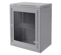 ECD Germany Armario de Red 15 U(Unid de Altura)Mueble para Servidores, Rack 19 Pulgadas Gris Montaje en Pared 600 x 770 x 450 mm Carcasa con Puerta de Cristal y Cerradura de Seguridad, Capacidad 60kg