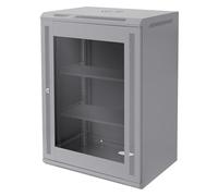 ECD Germany Armario de Red 16 U(Unid de Altura)Mueble para Servidores, Rack 19 Pulgadas Gris Montaje en Pared 600 x 850 x 450 mm Carcasa con Puerta de Cristal y Cerradura de Seguridad, Capacidad 60kg