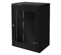 ECD Germany Armario de Red 16 U(Unid de Altura)Mueble para Servidores, Rack 19 Pulgadas Negro Montaje en Pared 600 x 850 x 450 mm Carcasa con Puerta de Cristal y Cerradura de Seguridad, Capacidad 60kg