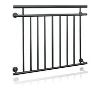 ECD Germany Balcón Estilo Francés 16 Barras Transversales Balcón de Acero Inoxidable 128 x 90cm Barras Transversales Verja de Seguridad Barandilla Acero con Recubrimiento de Polvo Incluye Kit Montaje