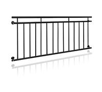 ECD Germany Balcón Estilo Francés 184 x 90 cm Acero con Barras Transversales Barandilla Superficie Mate y Rugosa Color Negro Rejas de Seguridad Interior Exterior Pasamanos Balustrada de Terraza