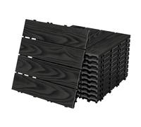 ECD Germany Baldosas de Patio WPC de 30x30 cm 22 Piezas para 2m² Aparencia de Madera Antracita con Sistema de Drenaje e Instalación Mediante Clic, Losa Aspecto Tabla de Leña para Terraza y Balcón