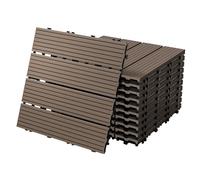 ECD Germany Baldosas de Patio WPC de 30x30 cm 22 Piezas por 2m² con Aparencia de Madera Marrón Oscuro con Sistema de Drenaje y Instalación Mediante Clic Azulejos Aspecto Elegante para Terraza Balcón